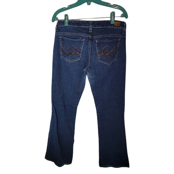 EXPRESS EX2 Flare SIZE 4 Blue Dark Wash Faded SLIM w10 Low‎ Rise Flare - Picture 5 of 5